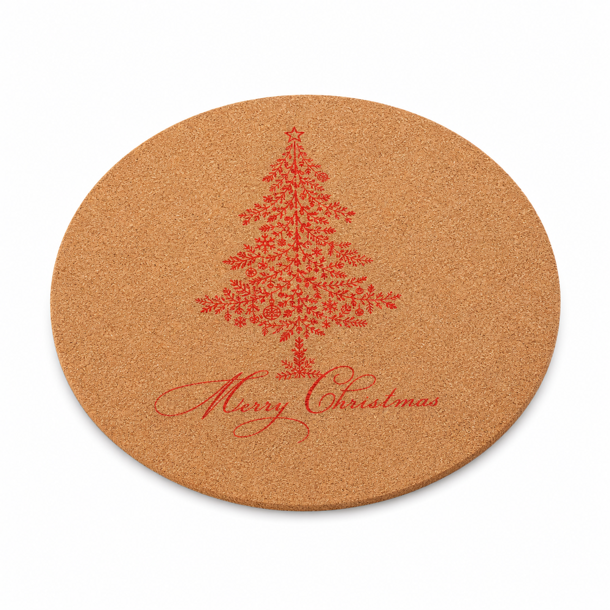 Placemat-1 round Christmas printed cork placemat